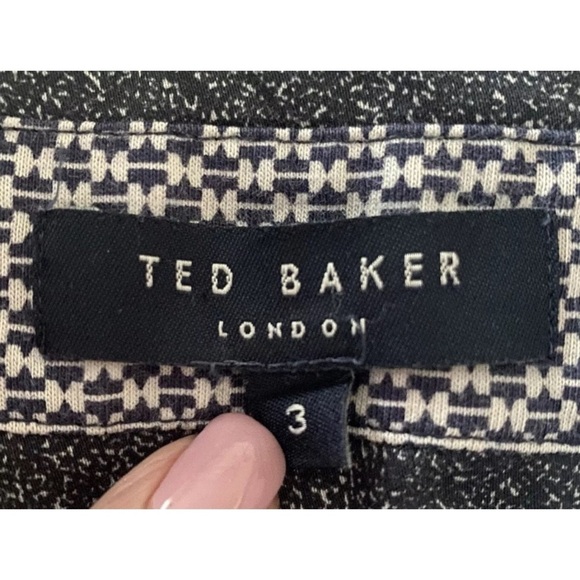Ted Baker‎ London Blue White Geometric Print Polo Shirt Mens 3 Medium (977) - Picture 3 of 3